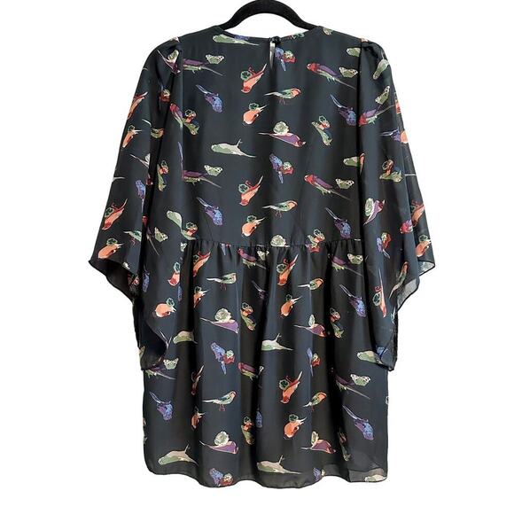 ASOS Colorful Bird Novelty Print Flowy Blouse Top NWT Size 8 - Picture 2 of 11